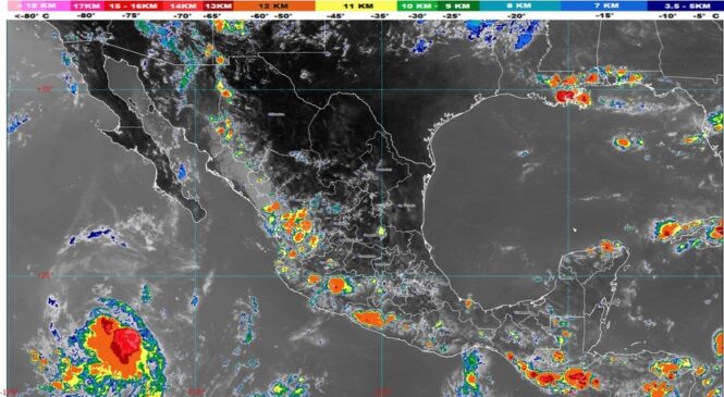 LLUVIAS PUNTUALES FUERTES EN EL NOROESTE, OCCIDENTE, SUR Y SURESTE DE MÉXICO