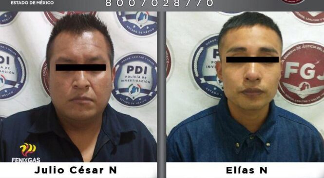 DETIENE FGJEM A DOS SUJETOS INVESTIGADOS POR UN ROBO DE 760 MIL PESOS EN AGRAVIO DE UNA EMPRESA GASERA EN NAUCALPAN