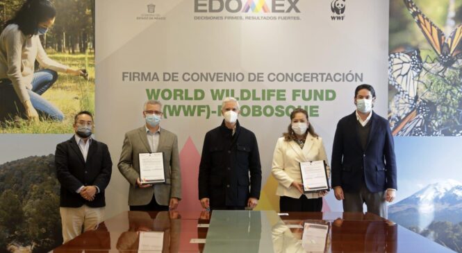 ENCABEZA GOBERNADOR ALFREDO DEL MAZO FIRMA DE CONVENIO ENTRE EL FONDO MUNDIAL PARA LA NATURALEZA Y PROBOSQUE