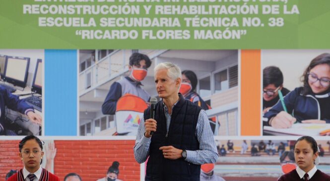 ALFREDO DEL MAZO ENTREGA NUEVA REHABILITACIÓN Y RECONSTRUCCIÓN DE SECUNDARIA TÉCNICA “RICARDO FLORES MAGÓN” 