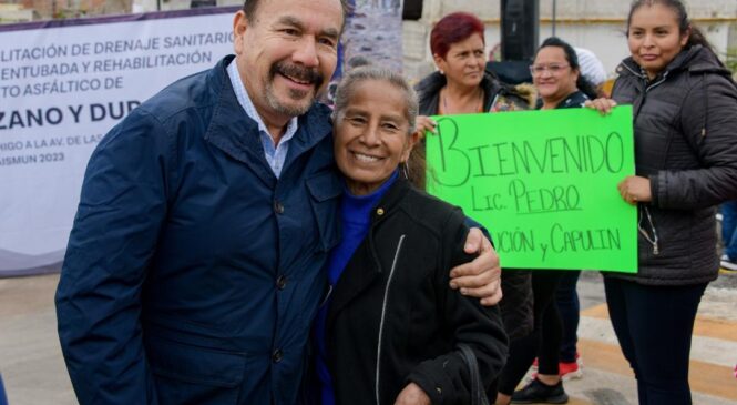 ENTREGA PEDRO RODRÍGUEZ REHABILITACIÓN DEL DRENAJE SANITARIO Y DE LAS CALLES MANZANO Y DURAZNO, EN LA COLONIA EL CAPULÍN