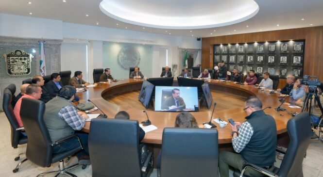ENCABEZA PEDRO RODRÍGUEZ REUNIÓN DE TRABAJO ENTRE ATIZAPÁN, IZCALLI Y NICOLÁS ROMERO PARA LA PREVENCIÓN DE INUNDACIONES EN COLONIAS CERCANAS A LA  PRESA EL ÁNGULO
