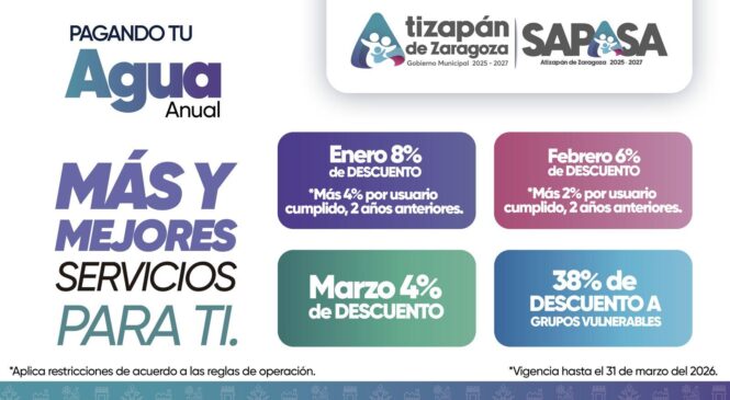 ATIZAPÁN OFRECE GRANDES DESCUENTOS EN PAGO DE AGUA