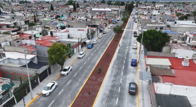 REPAVIMENTAN BOULEVARD QUETZALCÓATL EN CIUDAD AZTECA CON LO QUE SE BENEFICIARÁ A MÁS DE DOS MIL 500 HABITANTES