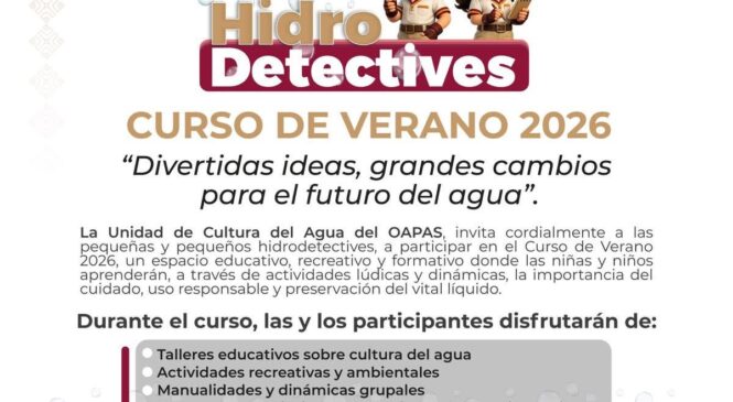 INVITA OAPAS NAUCALPAN A NIÑAS Y NIÑOS A CONVERTIRSE EN “HIDRODETECTIVES” ESTE VERANO